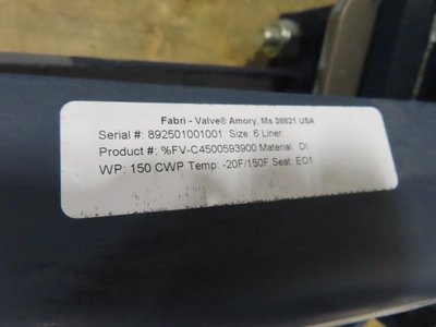 6" Fabri-Valve Knife Gate Valve - New Surplus