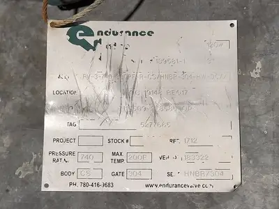 USED ENDURANCE VALVE FV-3-740-300RF-R-CS/HNBR-304-HW-DC/X