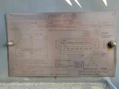PROLEC 1500 kVA Oil Filled Transformer, 4160 pri. volts, 600Y/346 sec. volts