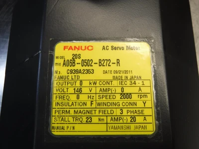 Fanuc AC Servo Motor 146V 20A 3 Phase A06B-0502-B272-R (STK)