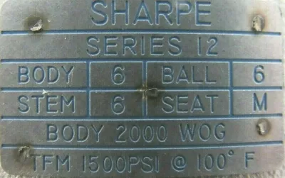 NEW SHARPE 201 BALL VALVE 2" SERIES 12 S8BWA S8BWB