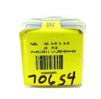 LOT OF 10 NEW HAM-LET 768L SS 3/8 X 3/8 STAINLESS STEEL FITTINGS 768LSS38X38