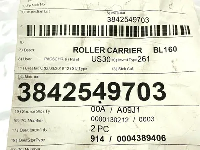 3 842 549 703 | Bosch Rexroth 3842549703 Roller Carrier BL160 - Used