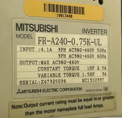 USED MITSUBISHI ELECTRIC FR-A240-0.75K-UL
