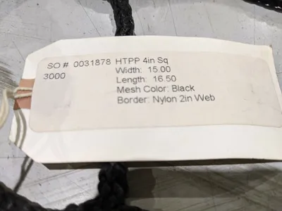 M3000BK | InCord  Knotless Netting 4" Square Holes 2" Web Border 15ft x 16.50ft - Used