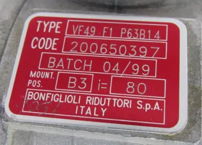 NEW BONFIGLIOLI VF49 F1 P63B14 GEARBOX REDUCER VF49