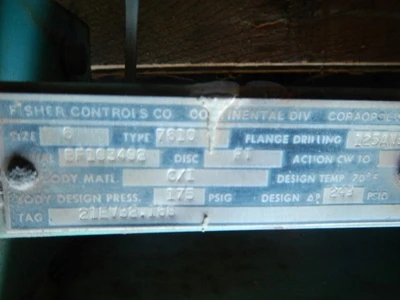 Fisher 6" 150 Class, CI Butterfly Valve
