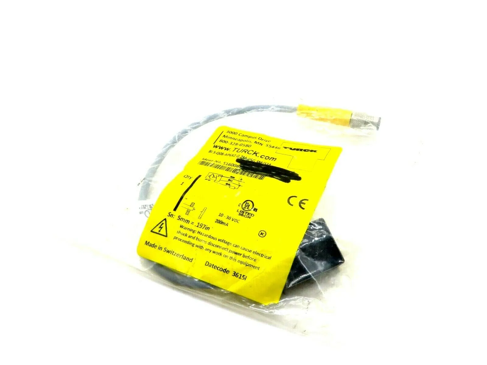 NEW TURCK BI5-Q08-AP6X2-0.2M-PSG3M/S34 SENSORS S1600882 BI5Q08AP6X202MPSG3MS34