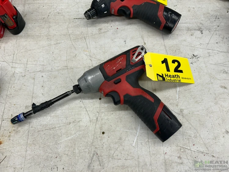 Used _UNKNOWN_ MILWAUKEE M12 1/4" HEX IMPACT DRIVER, CAT NO 2462-20 W/ (1) 12V BATTERY Screw Drivers Illinois US | Heath Industrial Auction Services #1379500