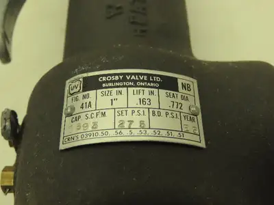 Crosby 41A Pressure Relief Valve 1" NPT 275 PSI  1693 SCFM