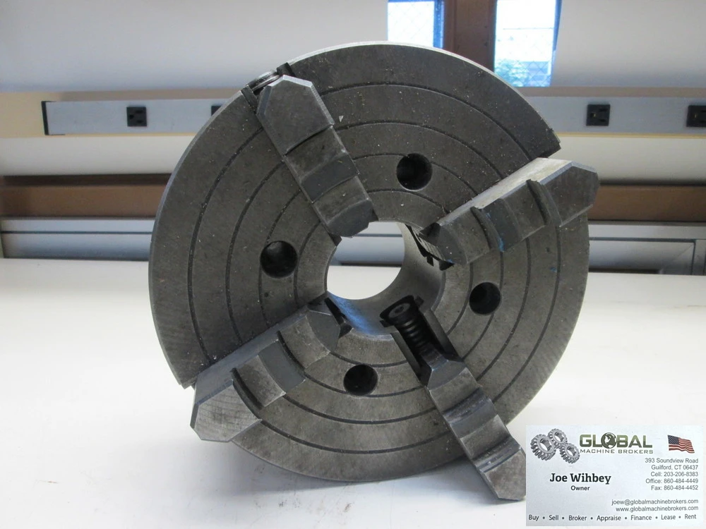 10" 4-Jaw Chuck Non Self Centering W/2.5" Bore In Excellent Condition Plate Type Install