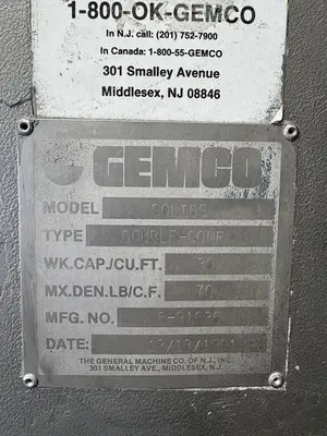 Gemco 30 Cu Ft stainless steel double cone blender