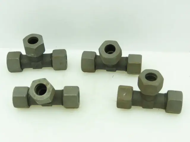 VOSS S16 Steel Flareless Metric Union Tee Compression Fitting 16mm Tube LOT OF 4