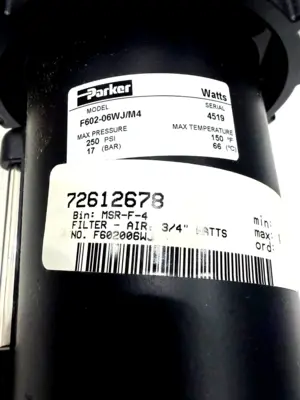 NEW PARKER F602-06WJ/M4 PNEUMATIC FILTER 3/4" F60206WJM4