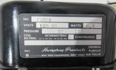 NEW HUMPHREY PRODUCTS EX009 AIR VALVE