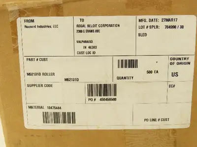 Rexnord M52131D Bucket Elevator Conveyor Chain Roller 1/2"Dia x 1"W  Box of 500