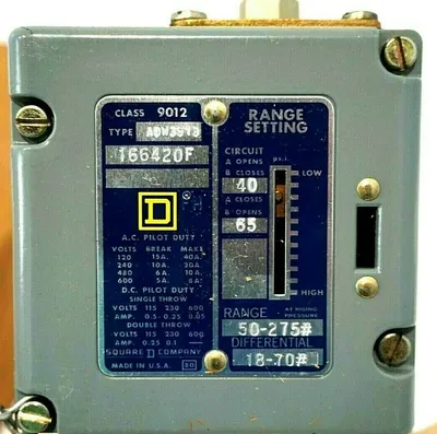 NEW SQUARE D 9012-ADW3-S13 PRESSURE SWITCH 9012ADW3S13