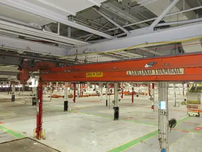 Cleveland Tramrail P&H 1 Ton Single Girder Underhung Bridge Crane 21' 8" Span
