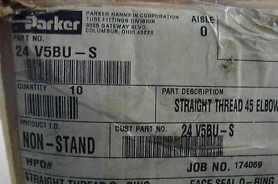 NEW PARKER STRAIGHT THREAD 45 ELBOW V5BU-S