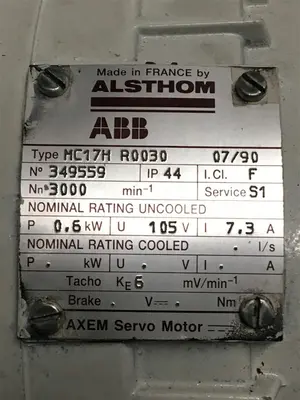 USED ABB AXEM SERVO MOTOR MC17H R0030