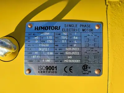 3 hp, 115/230 volts, 1750 rpm, 182T Electric Motor