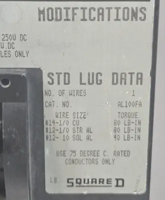 Square D FAL36040 Ser. 2 Thermal-magnetic Circuit Breaker 40A 3 Poles Loc4D4