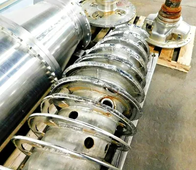 Bird 3900 (24 x 96) decanter centrifuge parts, 316L SS.