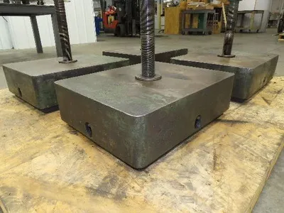 Industrial Machine Leveling Feet 13x16" Pad 1.5"-12 Thread  Set of 4 Green