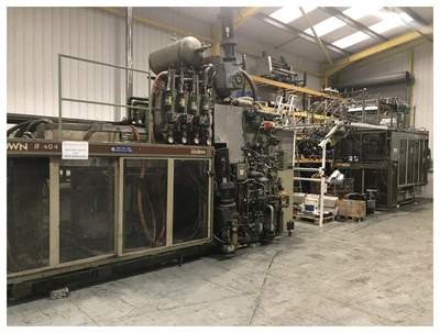 40" Brown model B4042 thermoforming line with , B4042 former and T340 trim press. New 1996