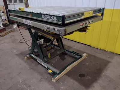 3000 LB X 72" X 48" SOUTHWORTH MODEL #LS4-36 HYDRAULIC SCISSOR LIFT TABLE WITH ROTATING,110V SINGLE PHASE: STOCK #20938