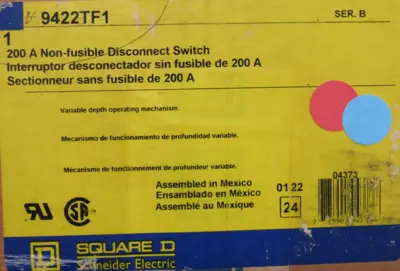 NEW SQUARE D 9422TF1 DISCONNECT SWITCH 200A