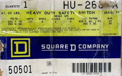 NEW SQUARE D HU263A SAFETY SWITCH 100A SERIES E1