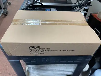 New | in-Stock Winco New Winco CGSF-12K Black Stainless Steel Stanchion Top Sign Frame Food, Restaurant, & Bakery Parts & Accessories Illinois US | Falcon Restaurant Supply #1376137