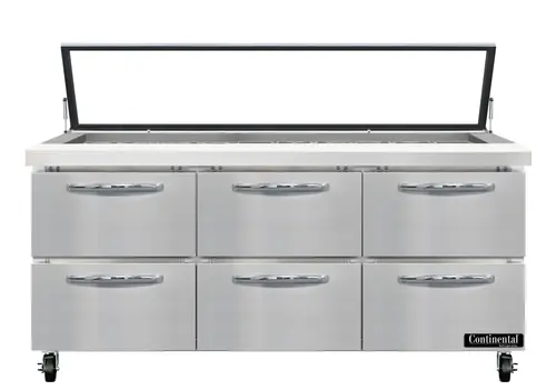 Continental SW72N30M-HGL-D 72" Sandwich/salad Prep Table W/ Refrigerated Base, 115v