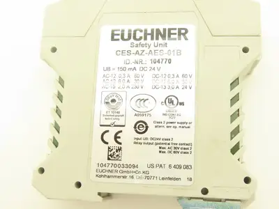 Euchner CES-AZ-AES-01B Evaluation Unit Safety Relay 2 Output 24VDC Din Mount