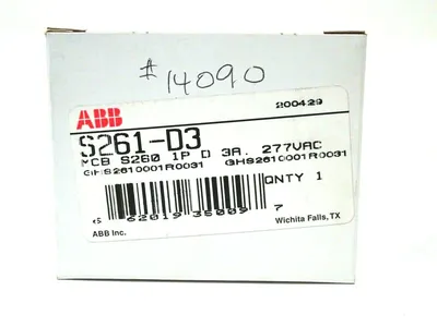 2 NEW ABB S261-D3 CIRCUIT BREAKERS S261D3