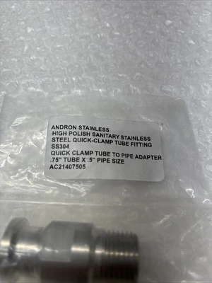 ** NEW IN SEALED BAG SS304 QUICK CLAMP TUBE TO PIPE ADAPTER .75" TUBE X 5" Pipe#