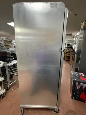 Used Nu-Vu Used Nu-Vu Full Height Dutch Door Enclosed Bread Cabinet Pan Rack - SS303 Food Storage & Transportation Illinois US | Falcon Restaurant Supply #1375787