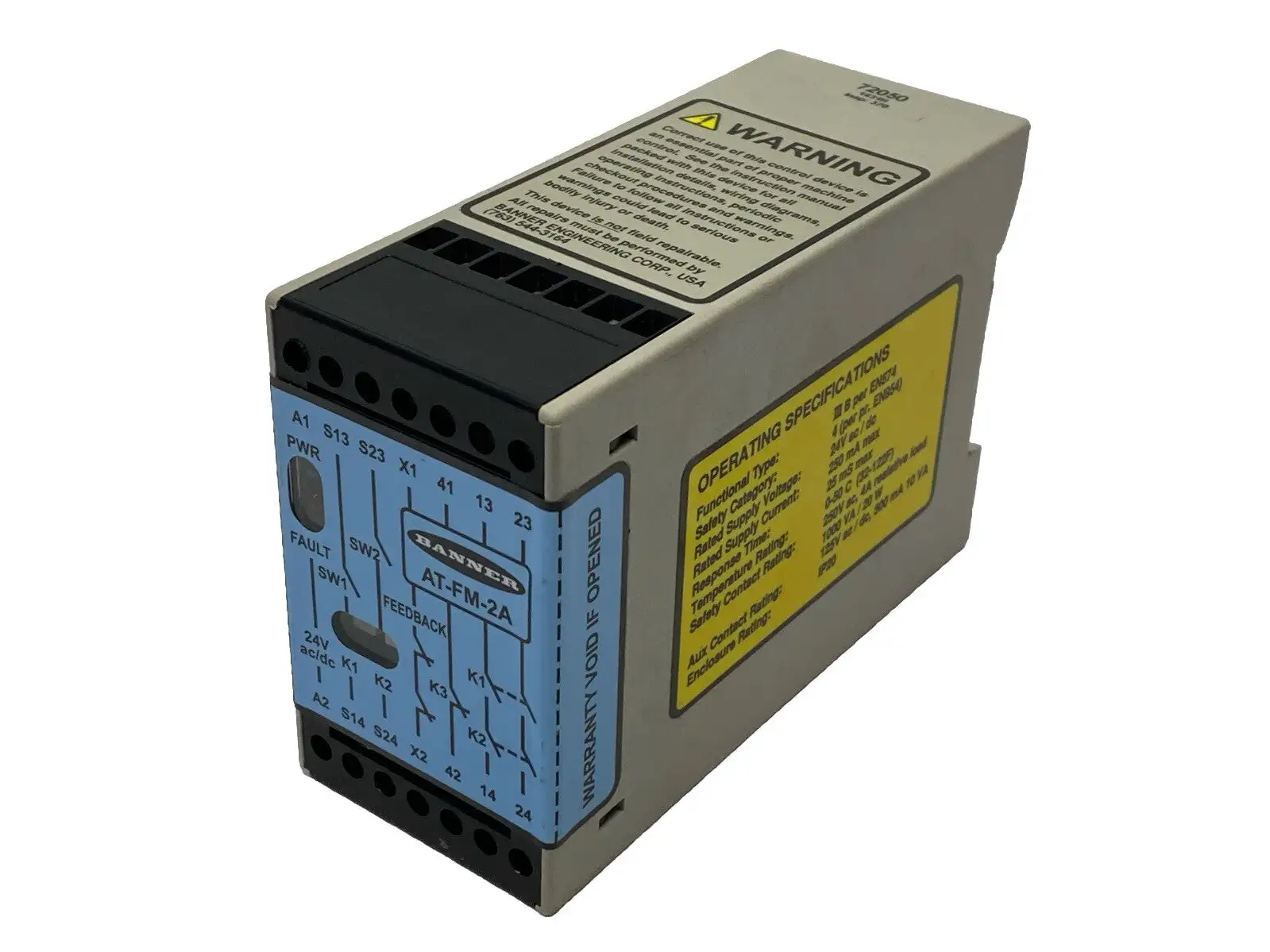 AT-FM-2A | Banner  Machine Safety Relay 2-Channel 250mA 24V 72050 - For parts or not working