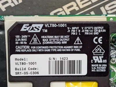 EOS VLT80-1001 Power Supply Module 12VDC 6.8A Output Used