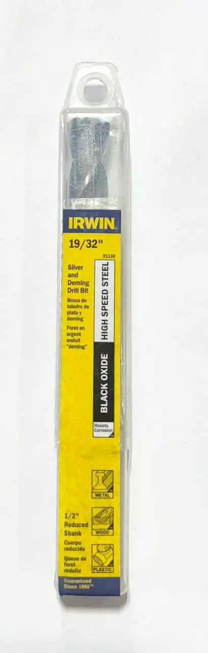 IRWIN 19/32" Silver & Deming Drill Bit High Speed Steel 1/2" Reduced Shank