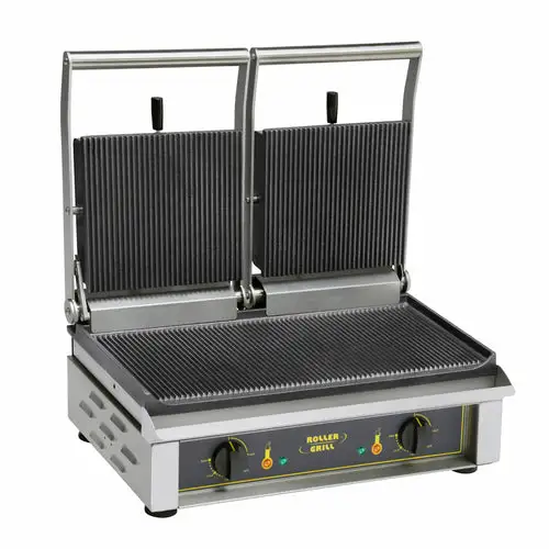 Equipex MAJESTIC Double Commercial Panini Press w/ Cast Iron Grooved Plates, 208-240v/1ph