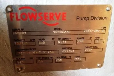 Flowserve Model 10HDX27B API 600 Pump (New in Crate)