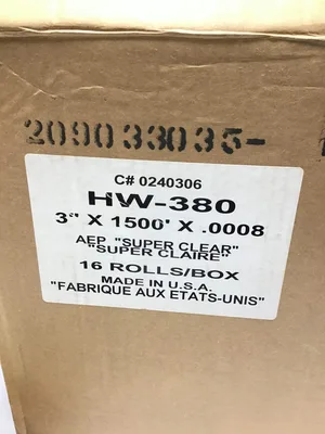HW-380 3″ x 1500 x .0008 “Super Clear” Protection Wrap (16 Rolls in Box)