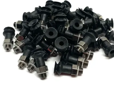 USED PIAB ROUND BELLOWS SUCTION CUP BLACK M5 MALE, 3250083