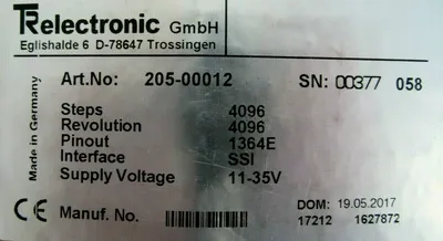 NEW TR ELECTRONIC 205-00012 ENCODER 20500012