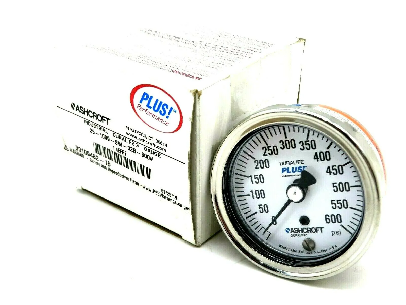 NEW ASHCROFT 25-1009-SW-02B-600# INDUSTRIAL PRESSURE GAUGE 251009SW02B600
