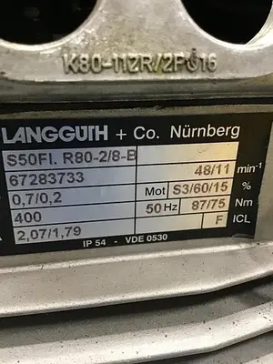 USED LANG MFG CO S50FI R80-2/8-B