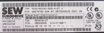 NEW SEW EURODRIVE MDX61B0040-5A3-4-0T AC DRIVE MDX60A0040-5A3-4-00 DFP21B DEH11B