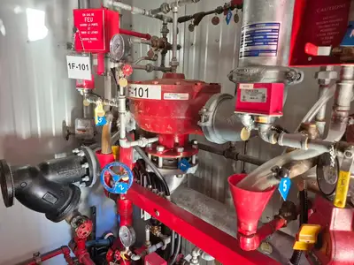 Containerized Foam Fire Suppression System w/ Deluge Valve, Potter Controls & Piping Manifold
